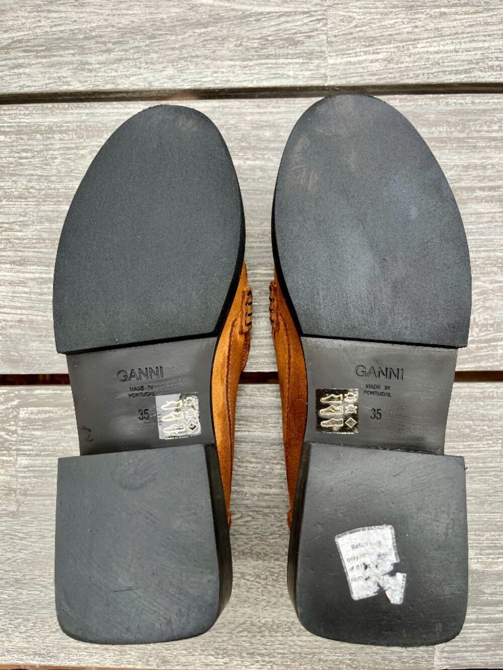 Ganni Suede Crystal-Embellished Loafers *fit like a 6* - Picture 3 of 7